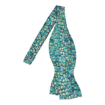 Jade Green Pebbles Morris Liberty Cotton Bow Tie - Bow Tie with Free UK Delivery - Mrs Bow Tie