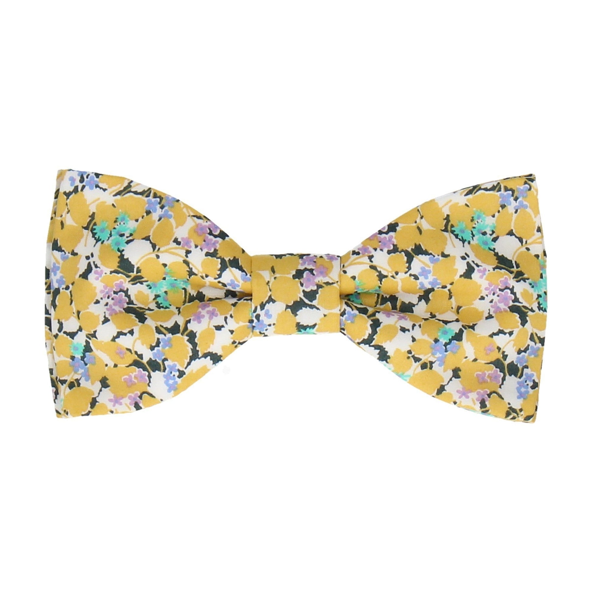 Yellow Floral Hedgerow Cotton Liberty Bow Tie - Bow Tie with Free UK Delivery - Mrs Bow Tie