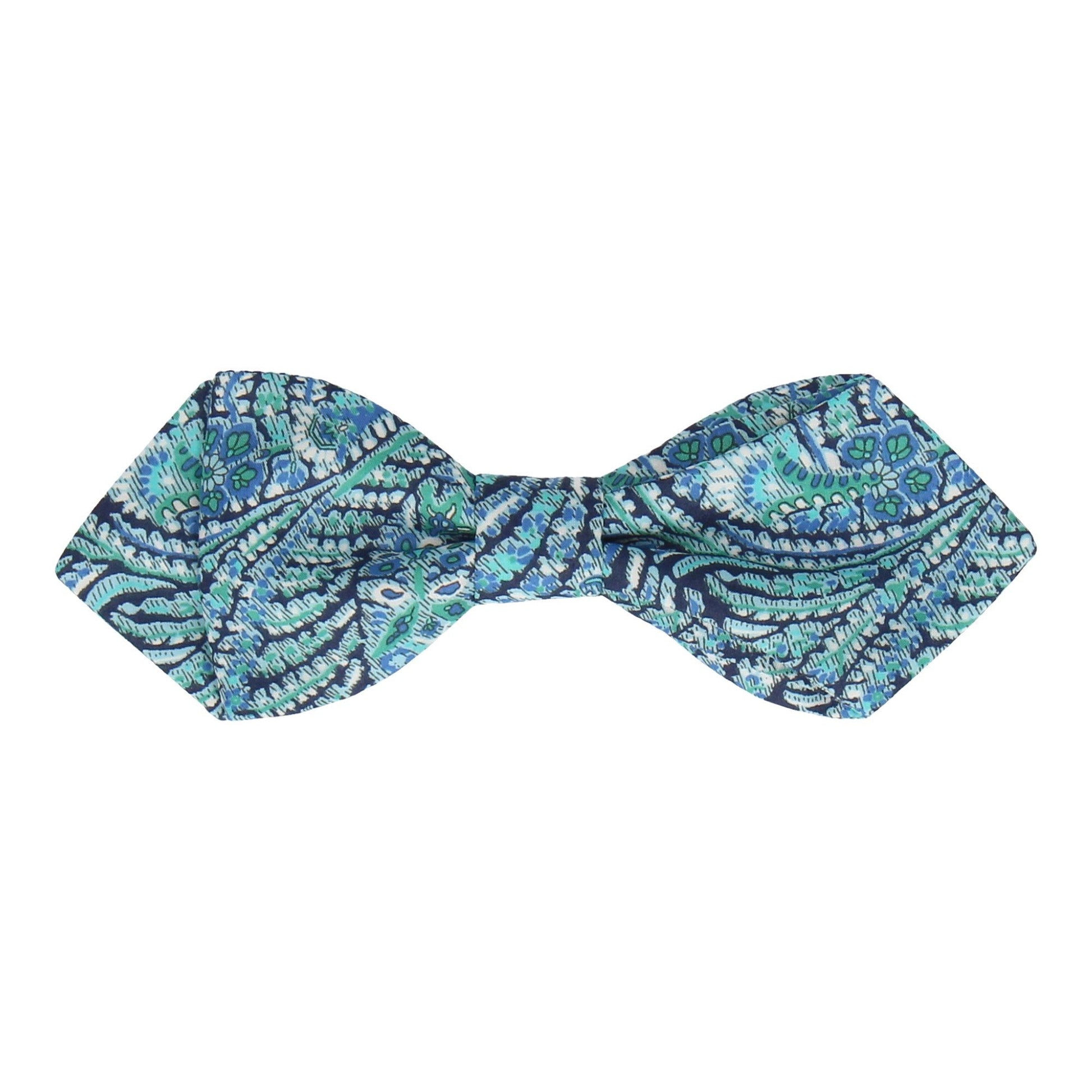 Blue & Green Paisley Liberty Cotton Bow Tie - Bow Tie with Free UK Delivery - Mrs Bow Tie