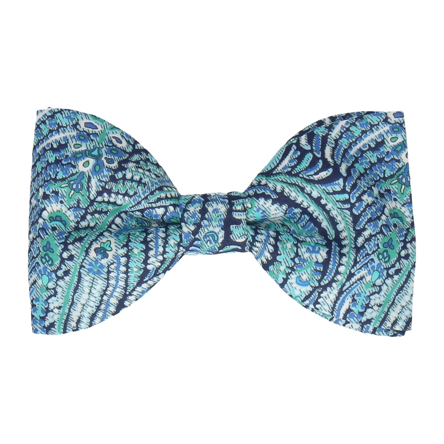 Blue & Green Paisley Liberty Cotton Bow Tie - Bow Tie with Free UK Delivery - Mrs Bow Tie