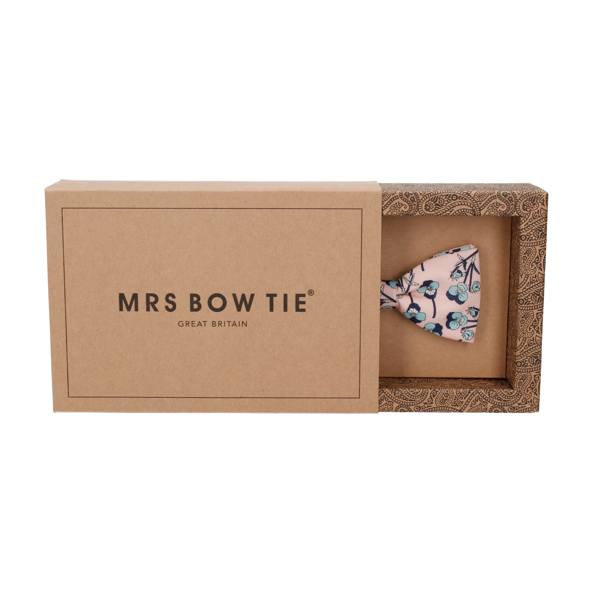 Pale Pink Blue Flowers Ros Liberty Bow Tie - Bow Tie with Free UK Delivery - Mrs Bow Tie