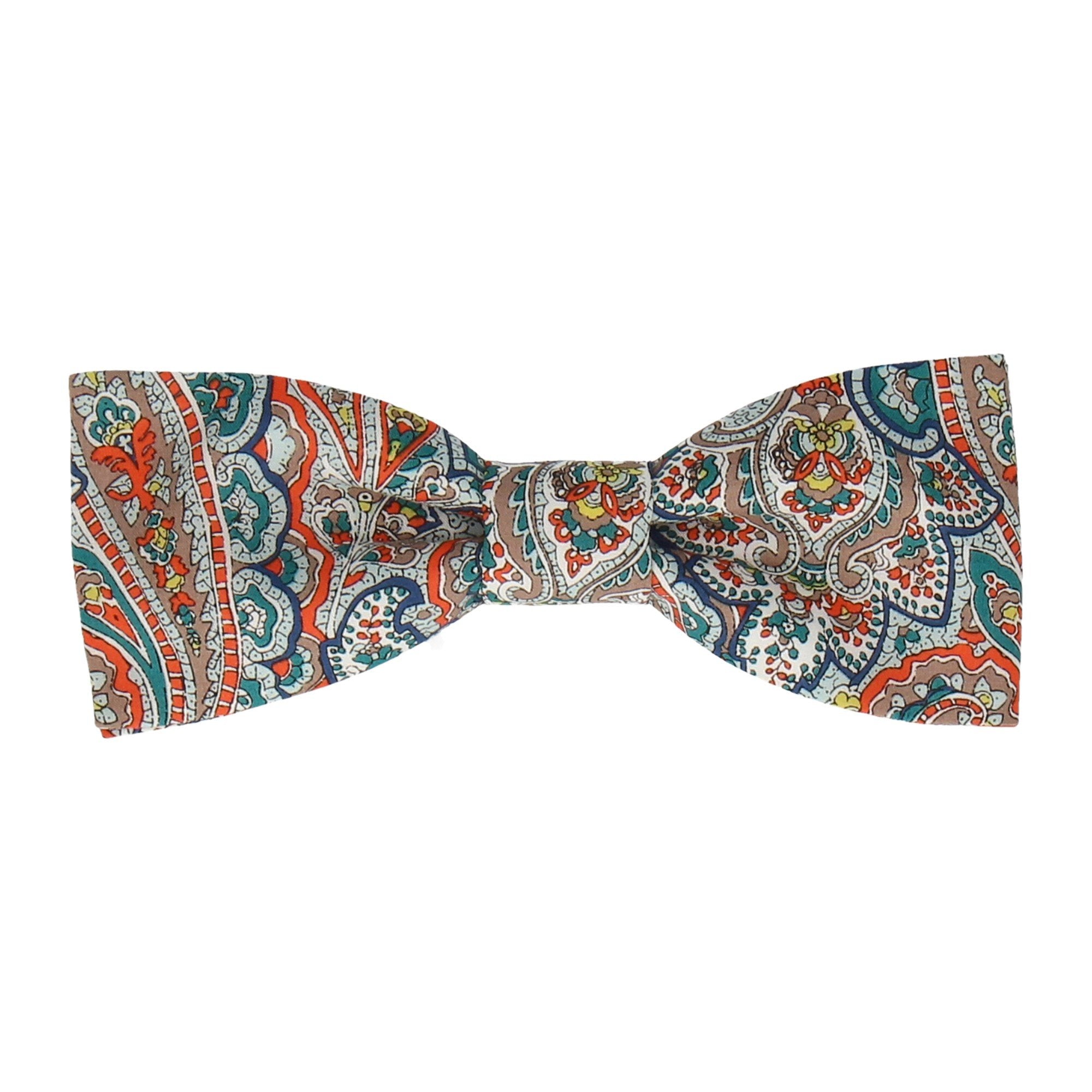 Teal & Orange Paisley Tessa Liberty Cotton Bow Tie - Bow Tie with Free UK Delivery - Mrs Bow Tie