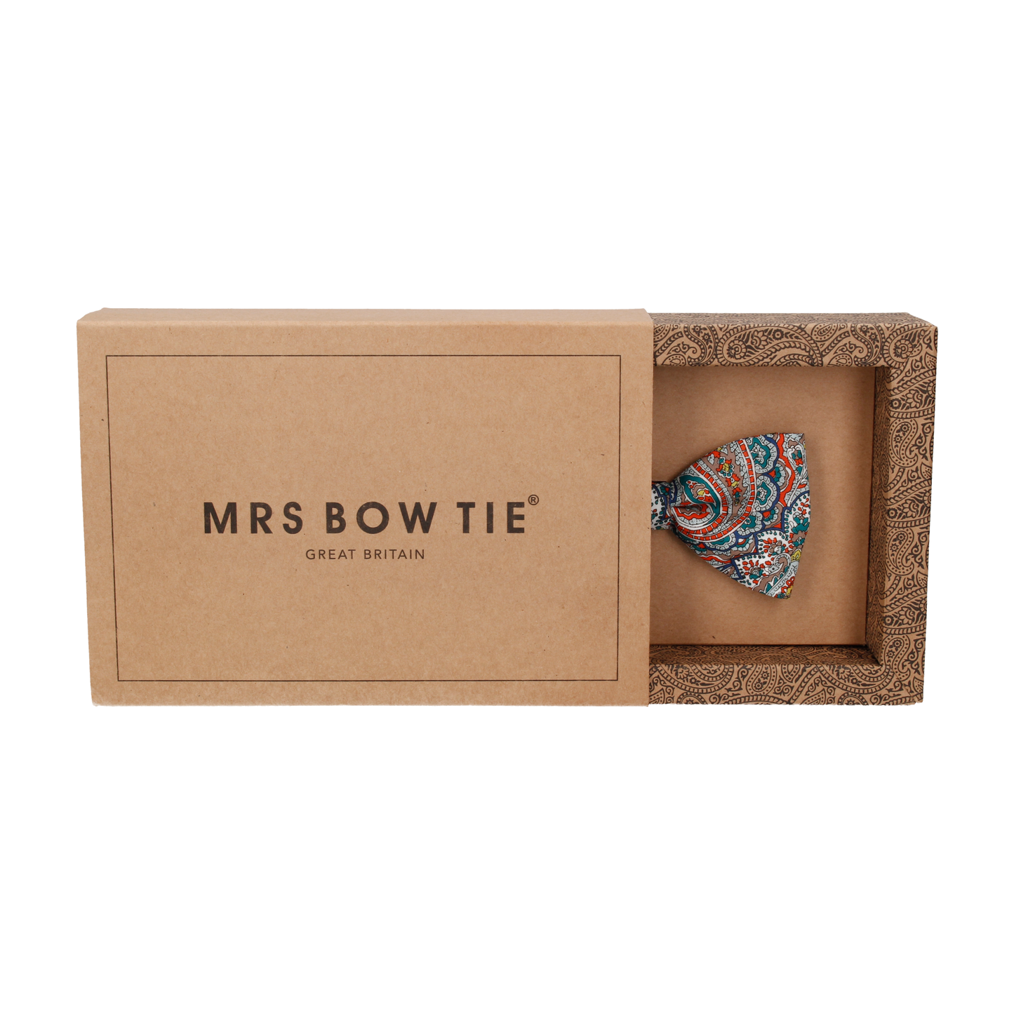 Teal & Orange Paisley Tessa Liberty Cotton Bow Tie - Bow Tie with Free UK Delivery - Mrs Bow Tie