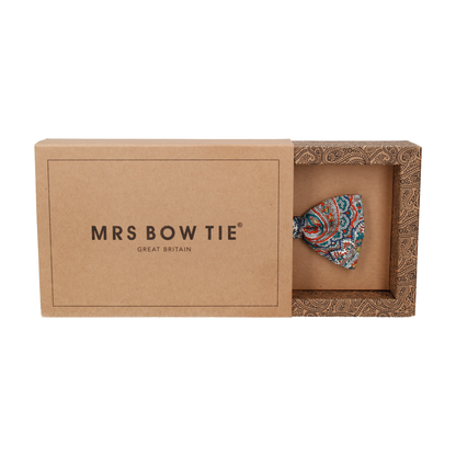 Teal & Orange Paisley Tessa Liberty Cotton Bow Tie - Bow Tie with Free UK Delivery - Mrs Bow Tie