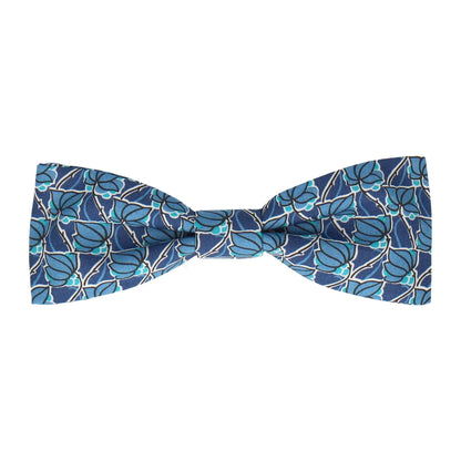 Blue Floral Tile Mosaic Liberty Bow Tie - Bow Tie with Free UK Delivery - Mrs Bow Tie