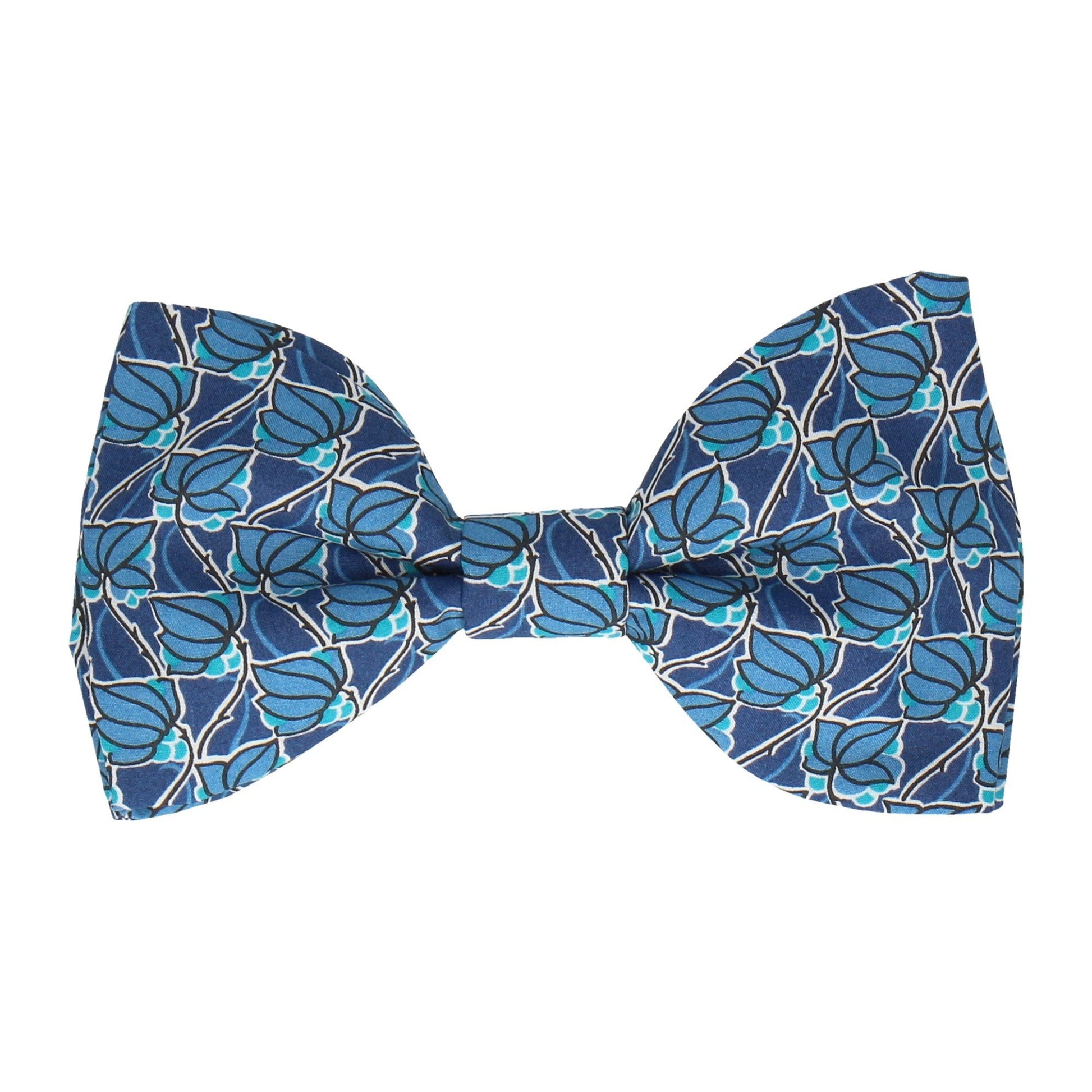 Blue Floral Tile Mosaic Liberty Bow Tie - Bow Tie with Free UK Delivery - Mrs Bow Tie