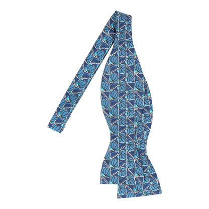 Blue Floral Tile Mosaic Liberty Bow Tie - Bow Tie with Free UK Delivery - Mrs Bow Tie