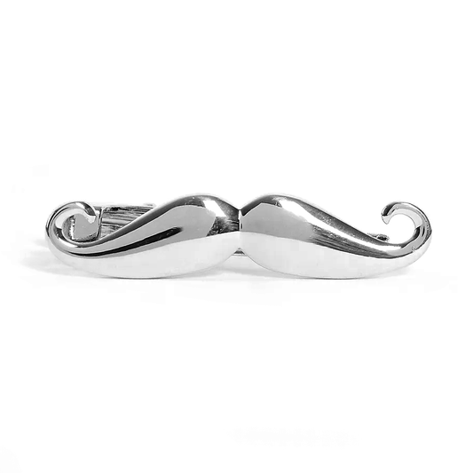 Silver Moustache Tie Bar