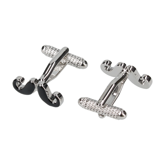 Black Moustache Cufflinks - Cufflinks with Free UK Delivery - Mrs Bow Tie