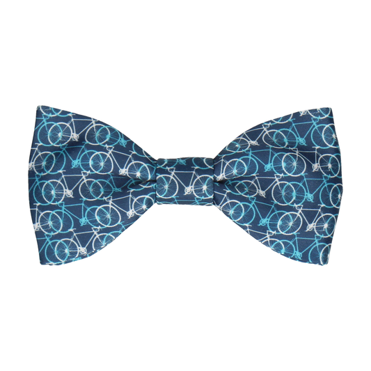 Blue & White Bicycle Print Bow Tie - Bow Tie with Free UK Delivery - Mrs Bow Tie