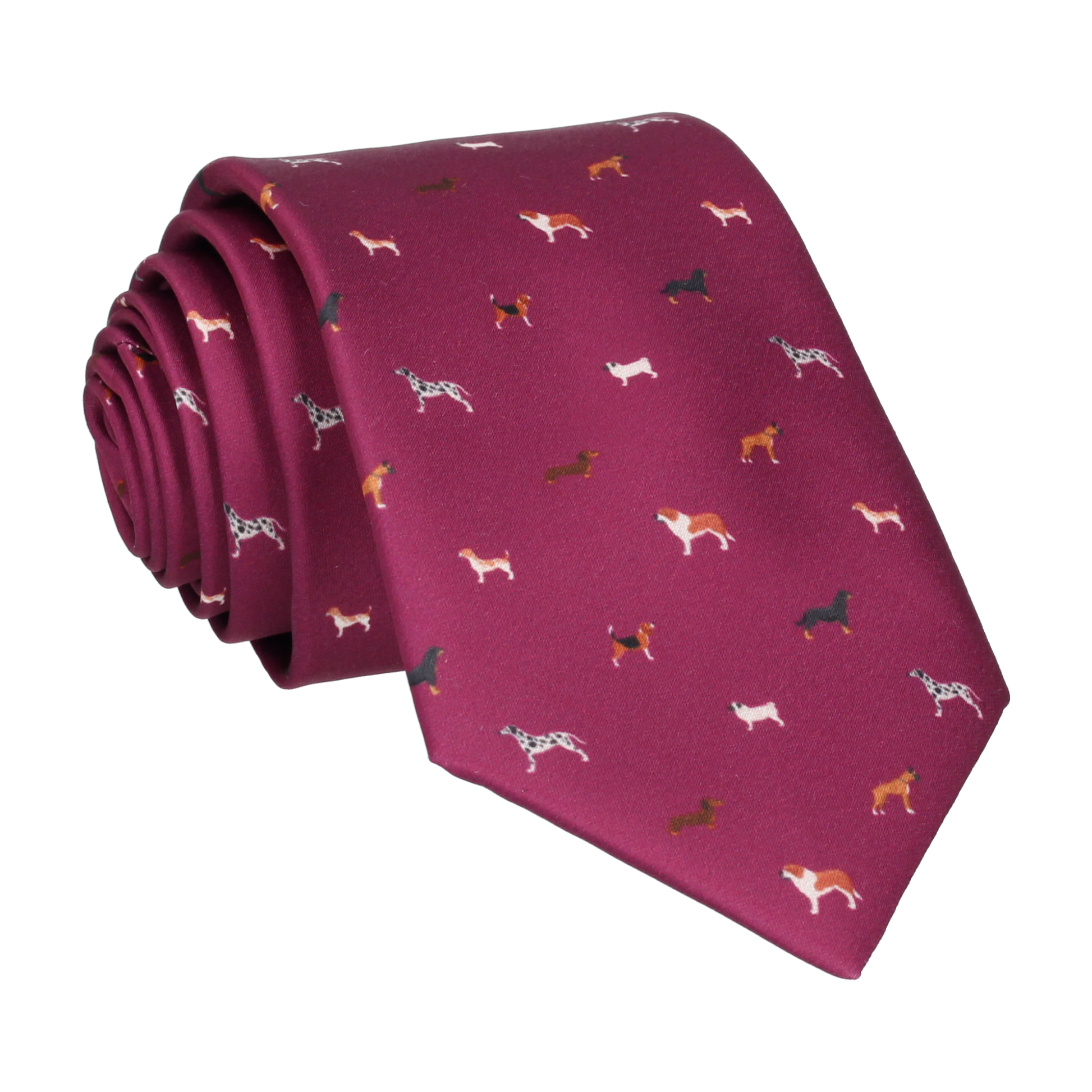 Mulberry Pink Dog Print Tie - Tie with Free UK Delivery - Mrs Bow Tie