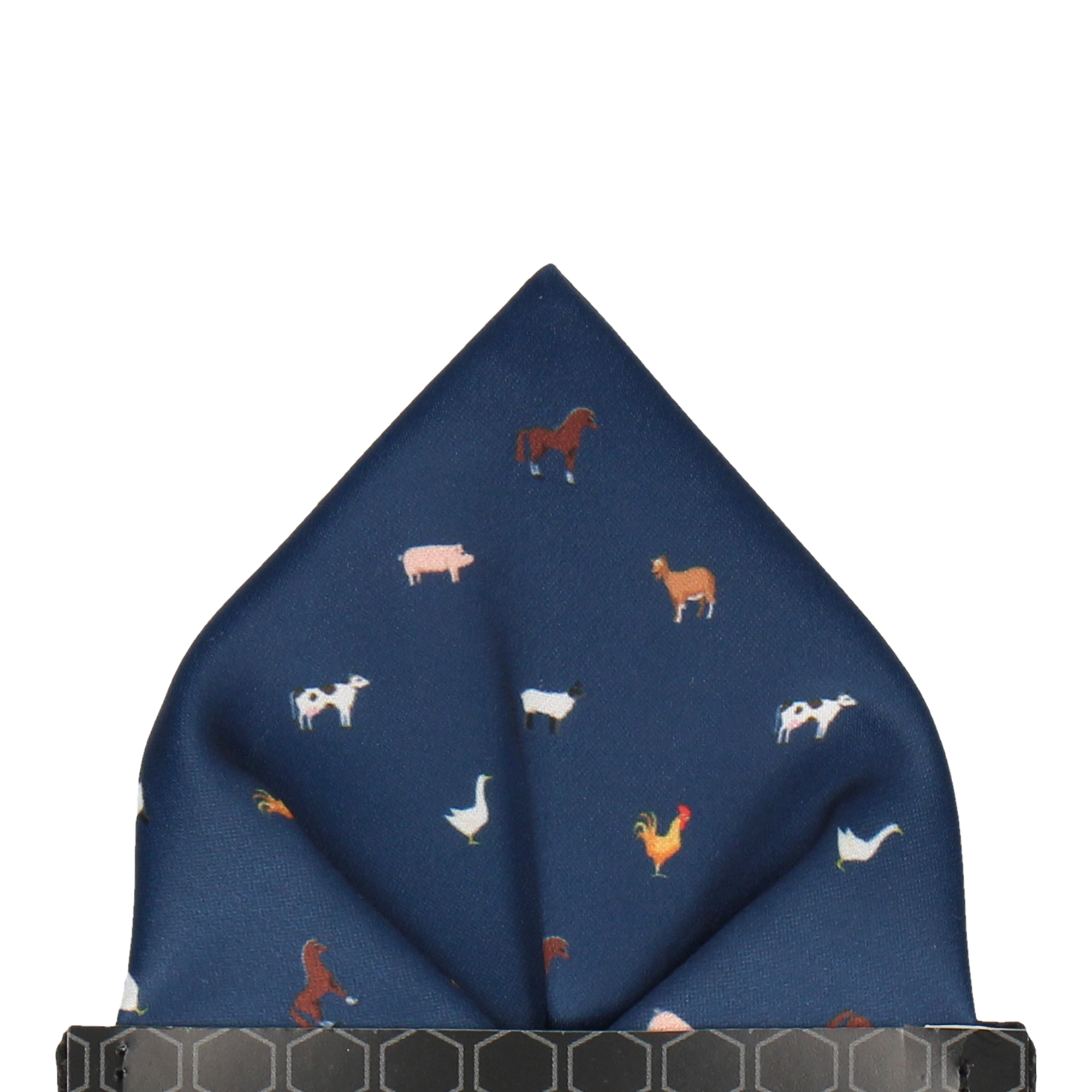 Navy Blue Farm Animals Pocket Square - Pocket Square with Free UK Delivery - Mrs Bow Tie