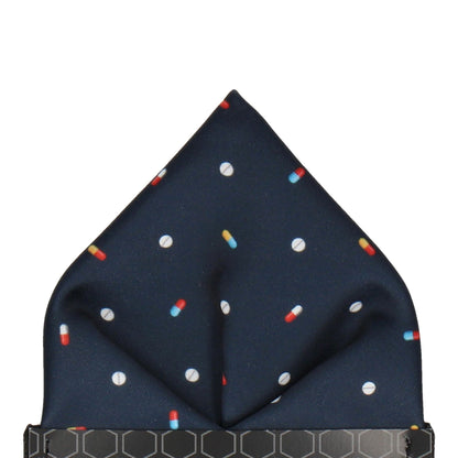 Medication Navy Blue Pocket Square - Pocket Square with Free UK Delivery - Mrs Bow Tie