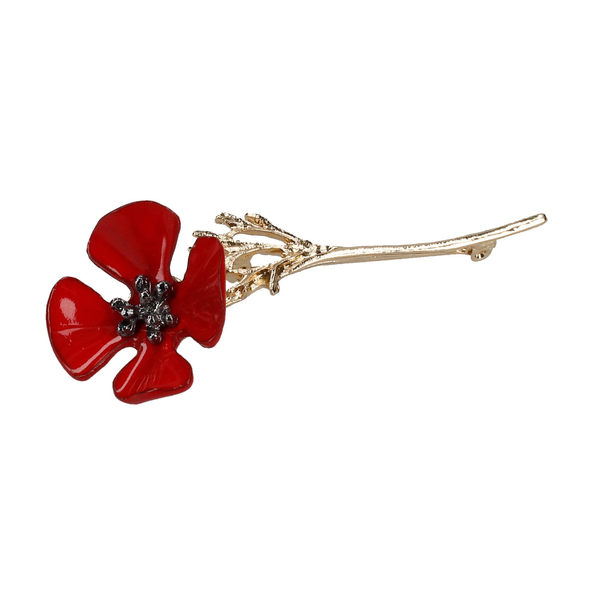 Poppy Flower Pin (Gold) - Lapel Pin with Free UK Delivery - Mrs Bow Tie