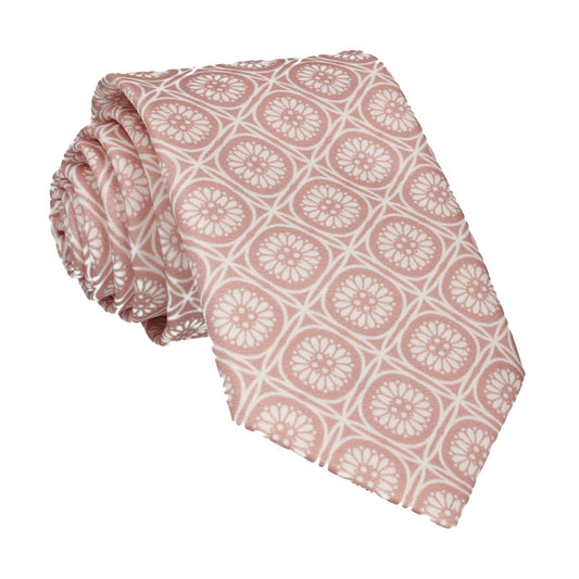 Pink & White Geo Floral Pattern Tie - Tie with Free UK Delivery - Mrs Bow Tie