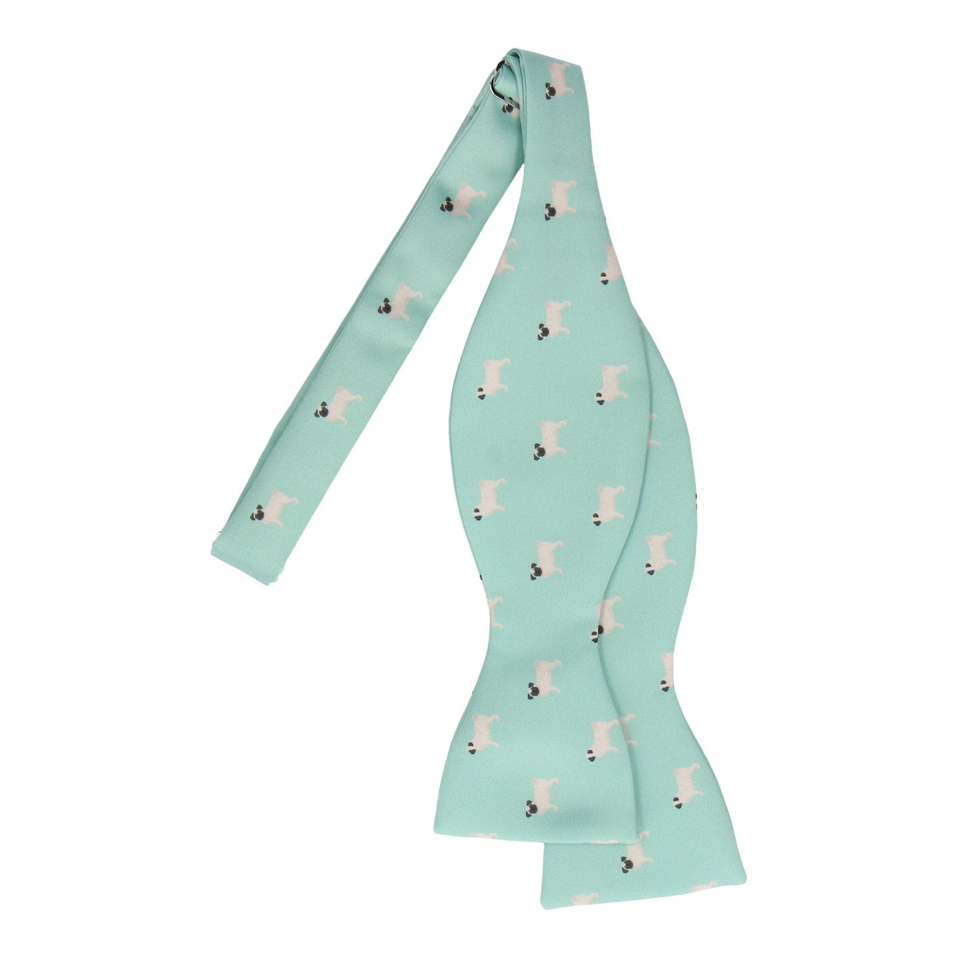 Mint Green Pug Print Bow Tie - Bow Tie with Free UK Delivery - Mrs Bow Tie