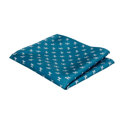 Teal Poodle Dog Print Pocket Square - Pocket Square with Free UK Delivery - Mrs Bow Tie