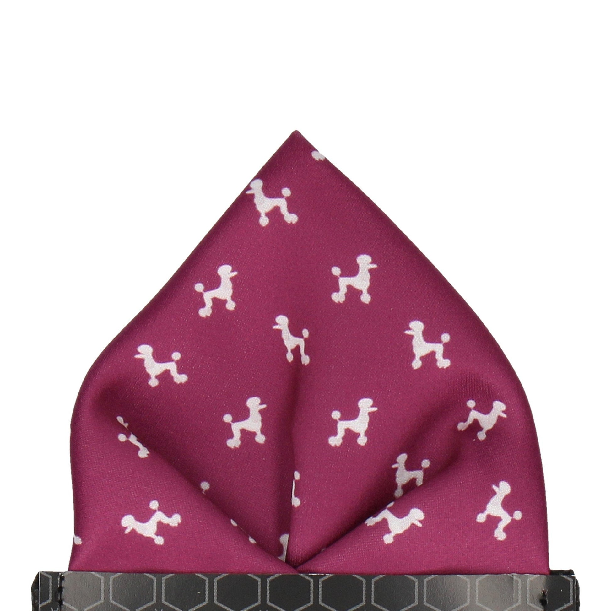 Poodle Print Dark Pink Pocket Square - Pocket Square with Free UK Delivery - Mrs Bow Tie