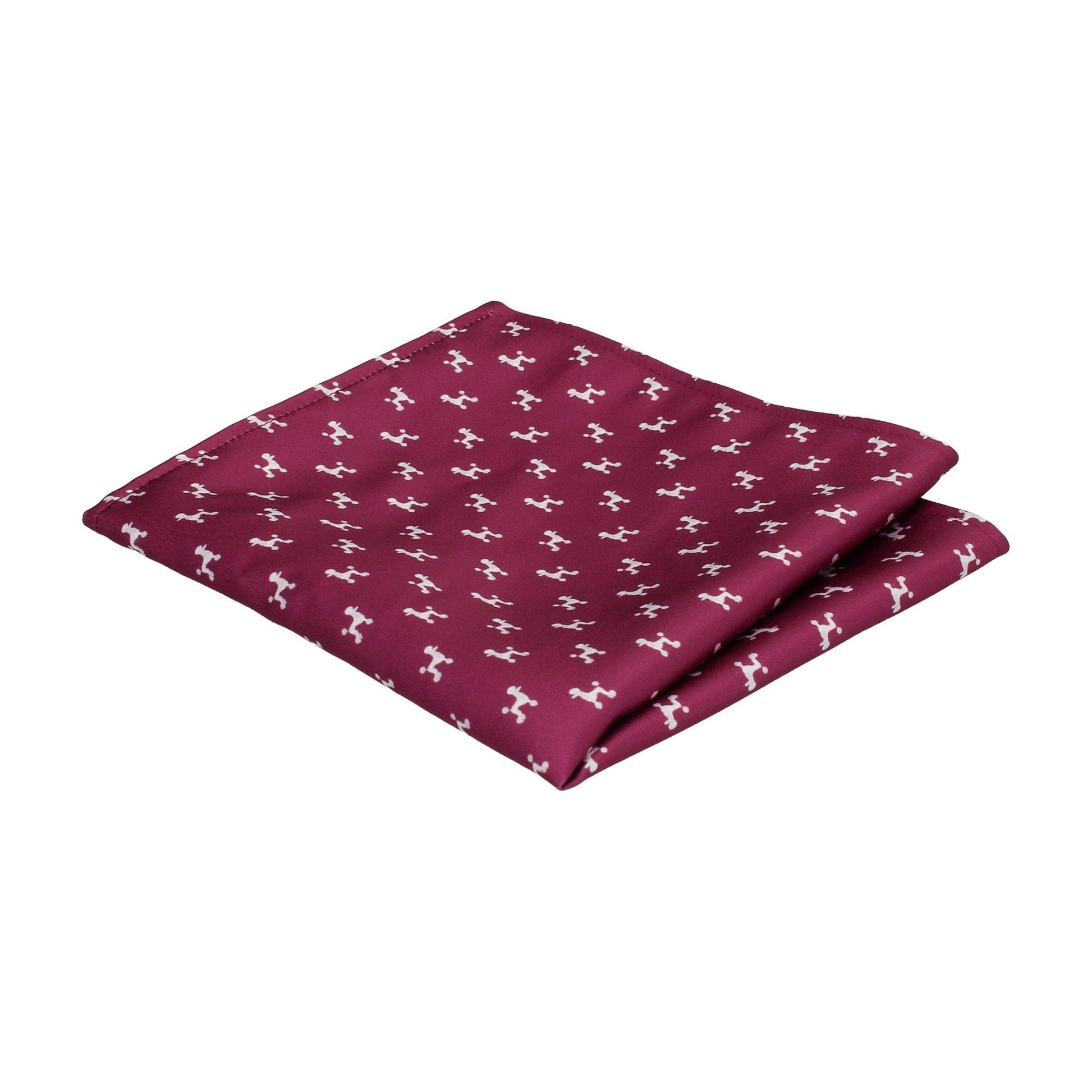 Poodle Print Dark Pink Pocket Square - Pocket Square with Free UK Delivery - Mrs Bow Tie