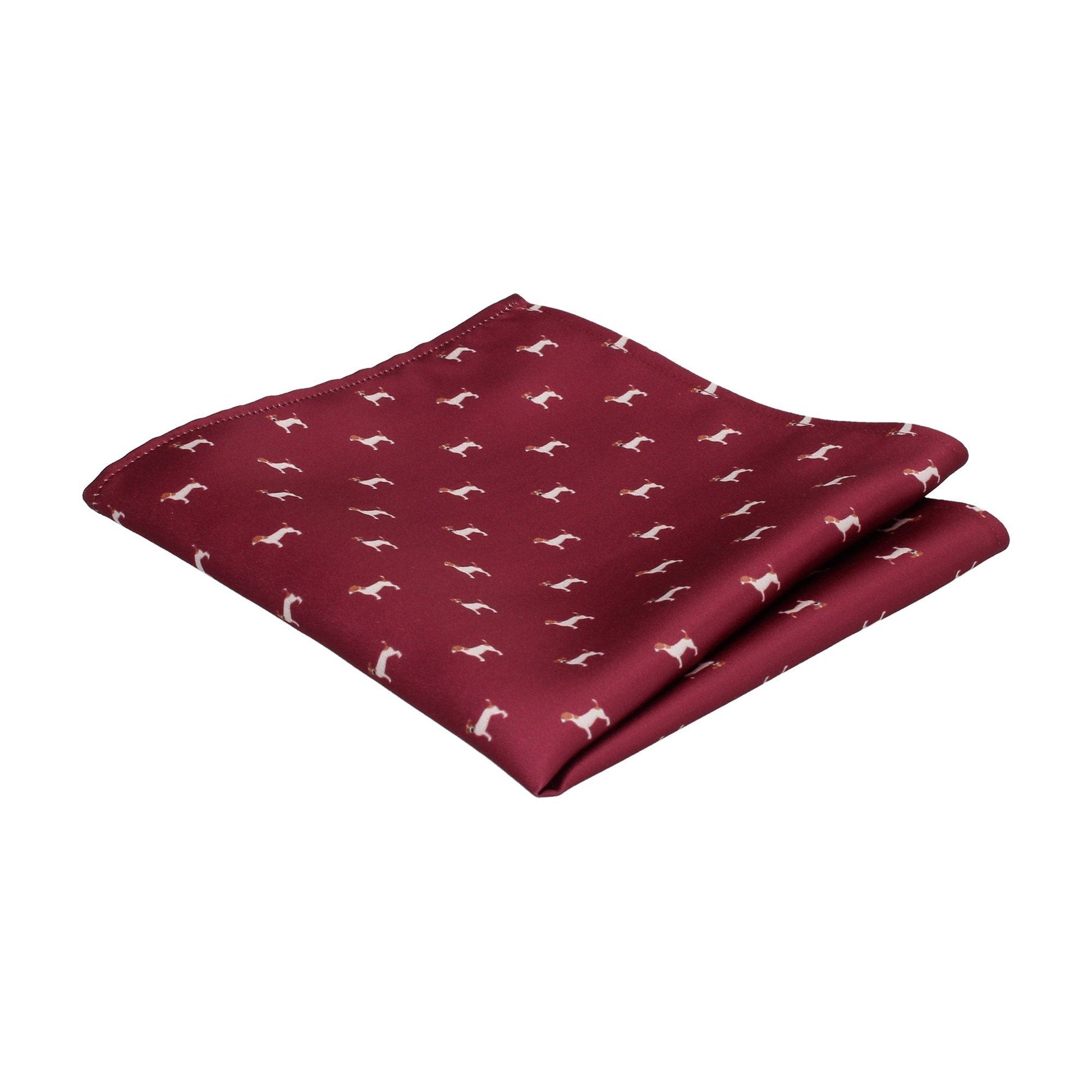 Burgundy Jack Russell Pocket Square - Pocket Square with Free UK Delivery - Mrs Bow Tie