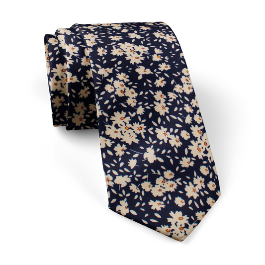 Midnight Meadow Dark Blue Cotton Tie