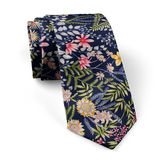 Regal Garden Dark Blue Cotton Tie