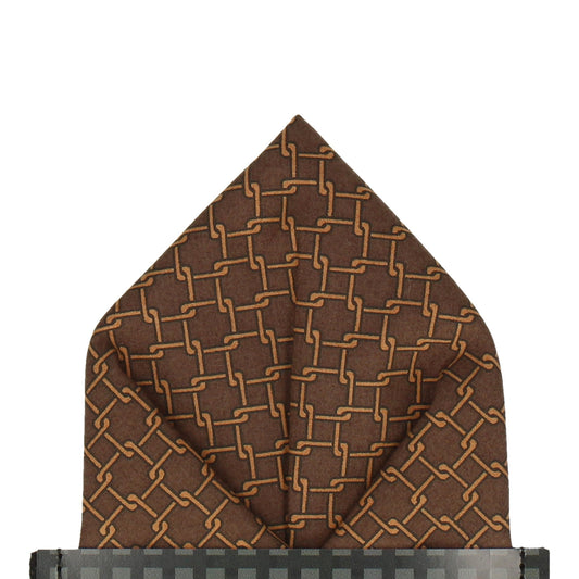 Brown Link Cotton Pocket Square