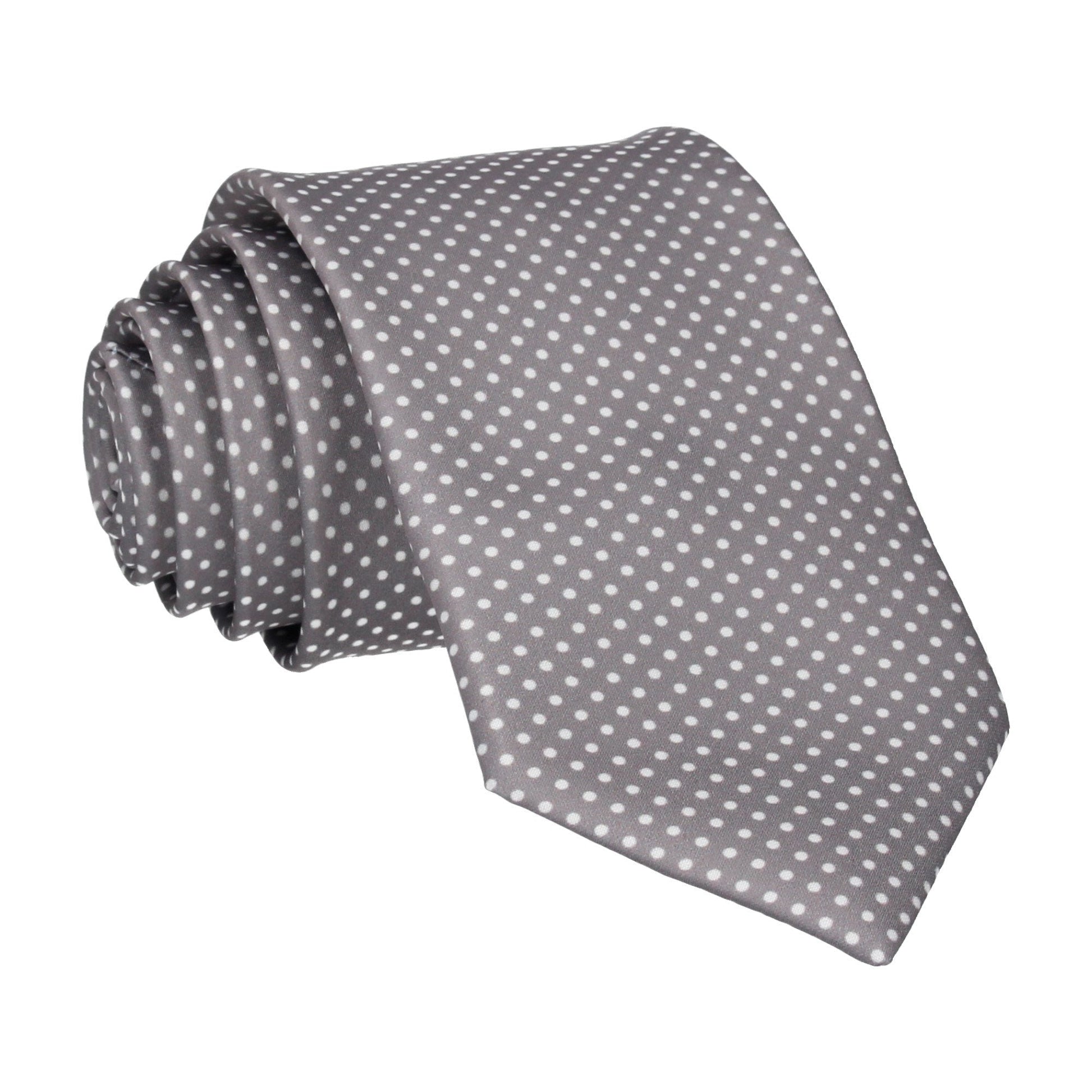 Thunder Grey Pin Dots Tie - Tie with Free UK Delivery - Mrs Bow Tie