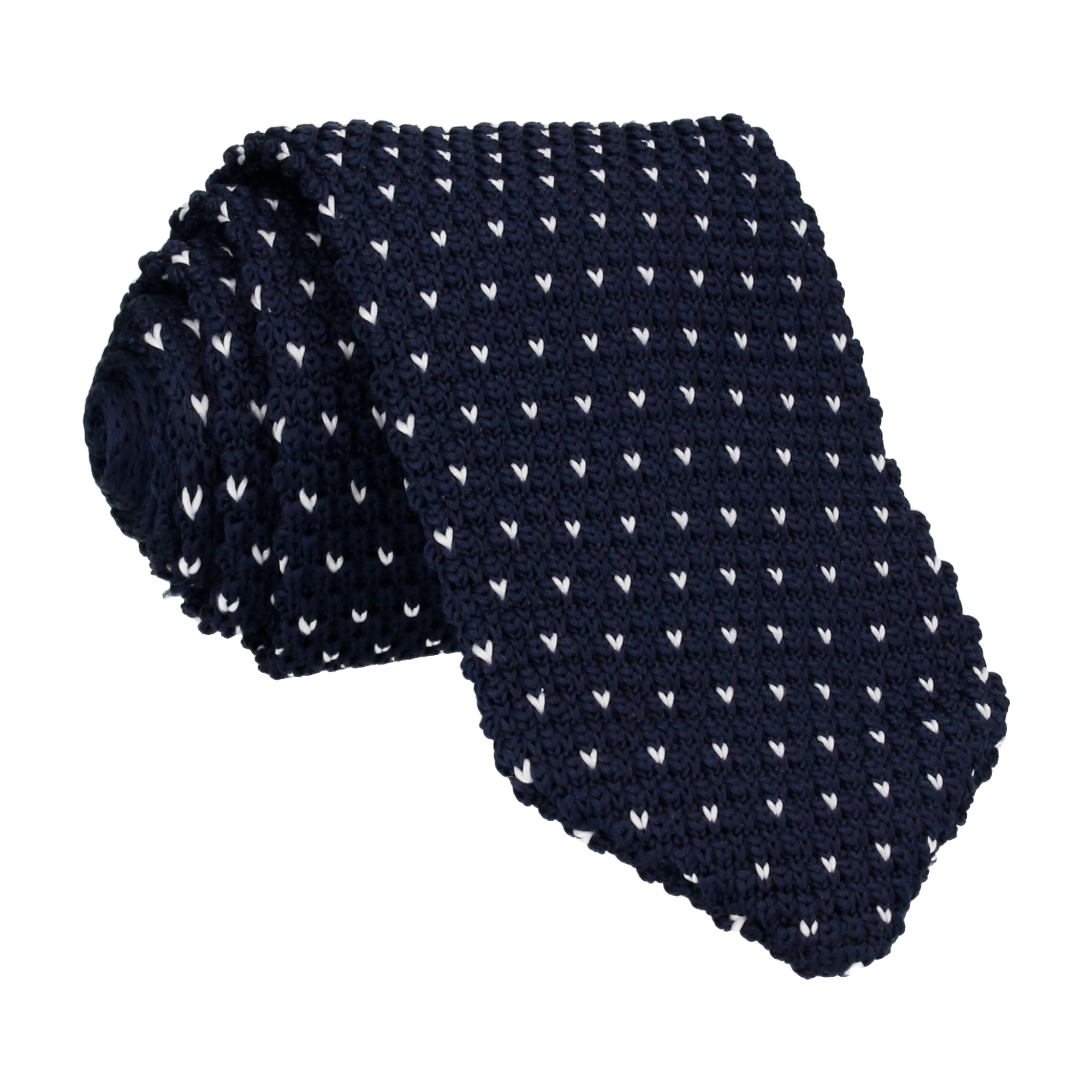 Navy Blue White Flec Point Knitted Tie - Tie with Free UK Delivery - Mrs Bow Tie