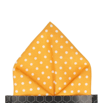 Yellow Polka Dot Cotton Pocket Square - Pocket Square with Free UK Delivery - Mrs Bow Tie