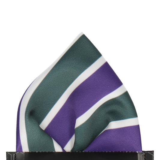 Suffragette Wimbledon Green, Purple & White Stripes Pocket Square - Pocket Square with Free UK Delivery - Mrs Bow Tie