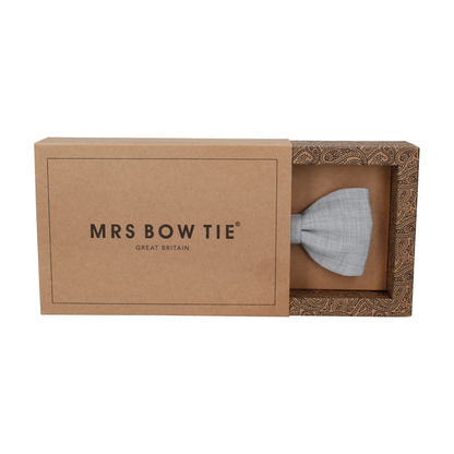 Pale Grey Textured Cotton Linen Bow Tie - Bow Tie with Free UK Delivery - Mrs Bow Tie