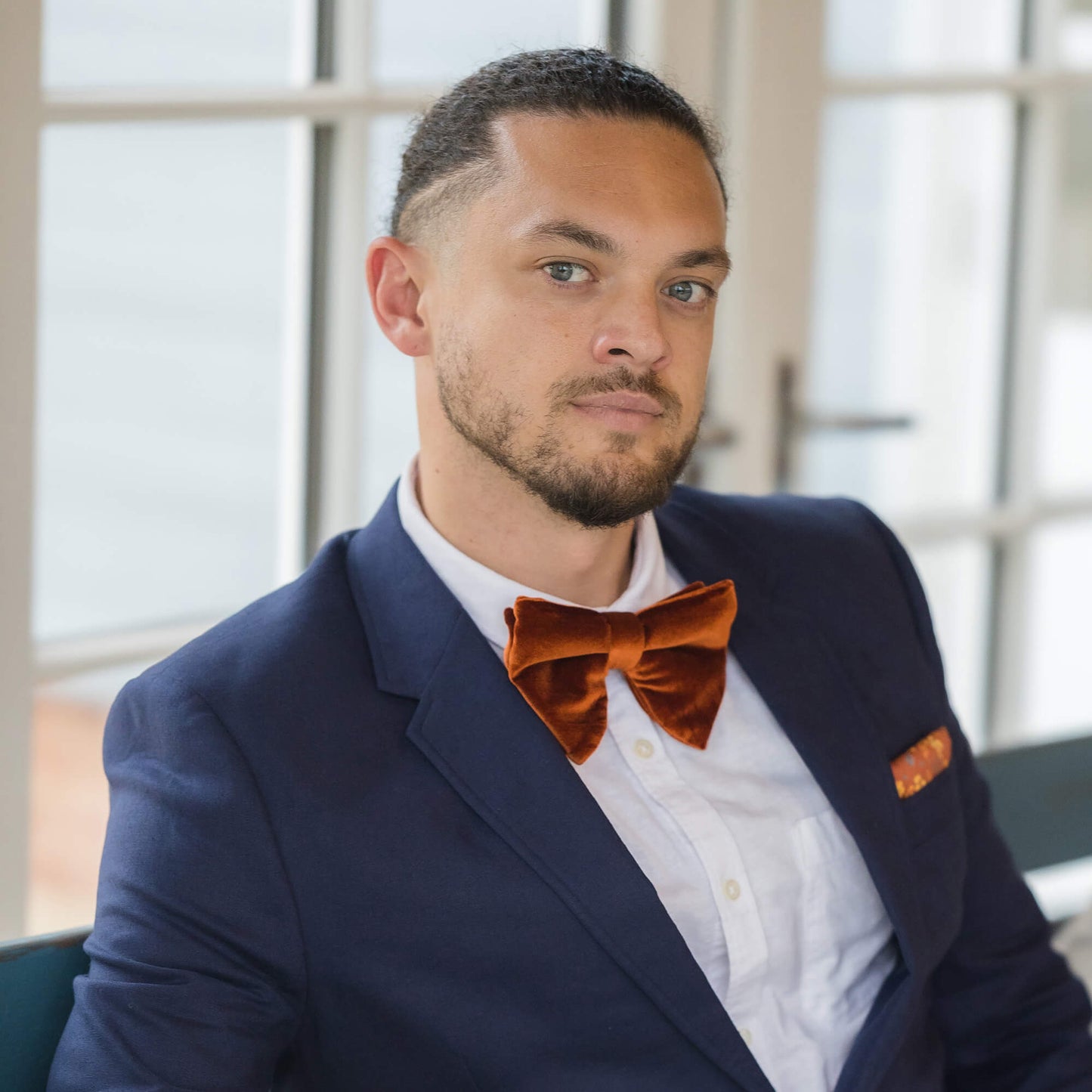 Navy Blue Velvet Large Evening Bow Tie