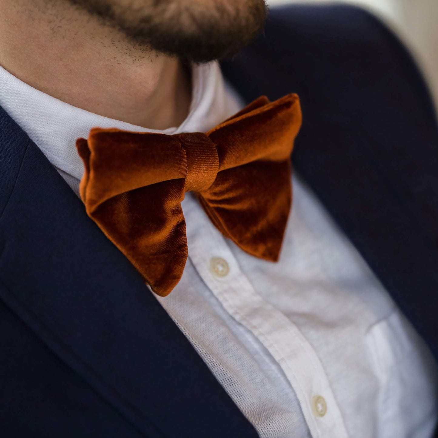 Copper Orange Velvet Large Evening Bow Tie