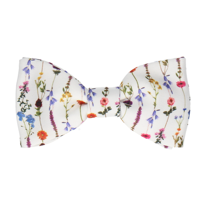 Flower Stems in White Satin Bow Tie