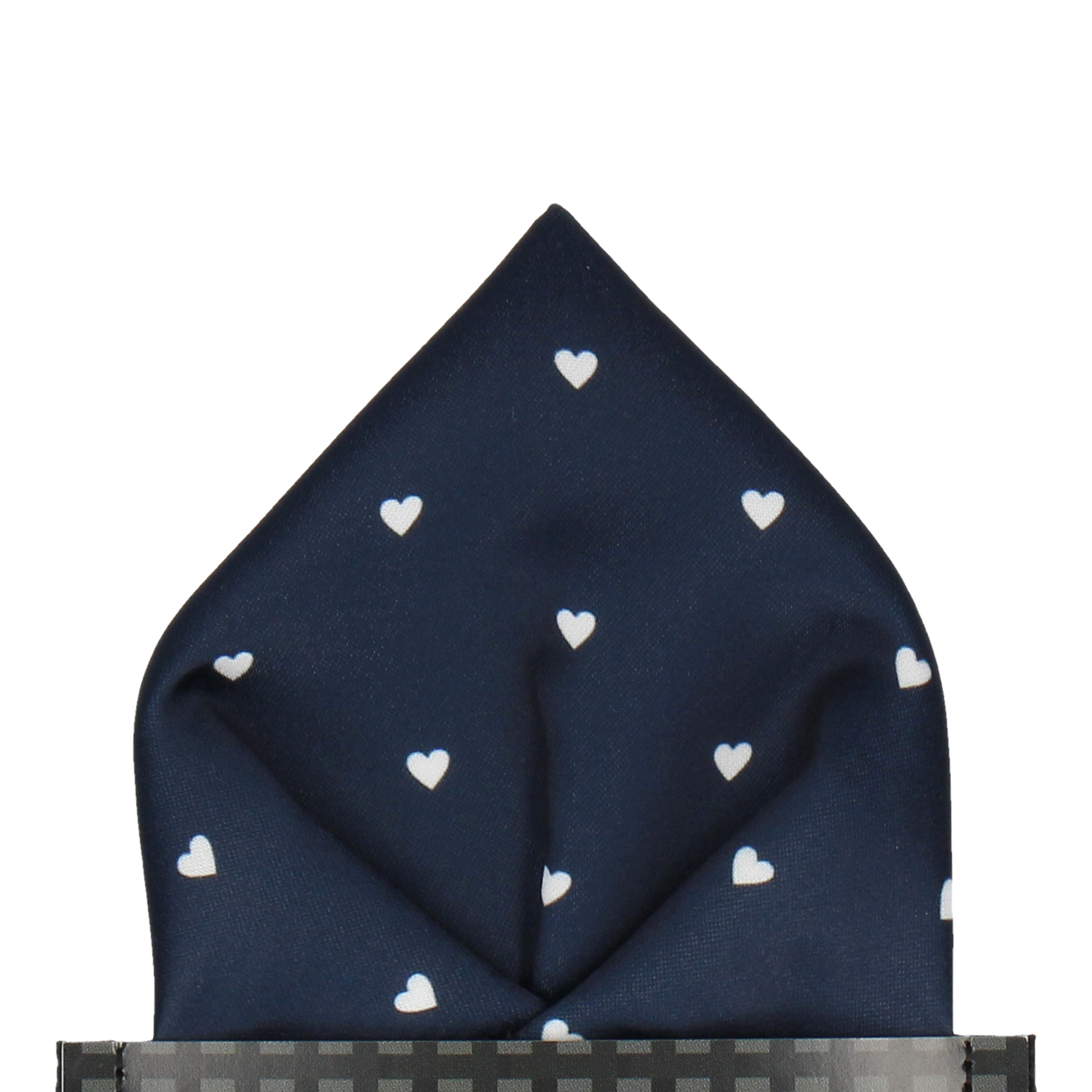 Polka Dot Hearts Navy & White Pocket Square - Pocket Square with Free UK Delivery - Mrs Bow Tie