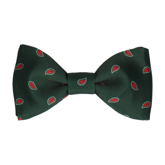 Green & Red Minimalist Paisley Bow Tie - Bow Tie with Free UK Delivery - Mrs Bow Tie