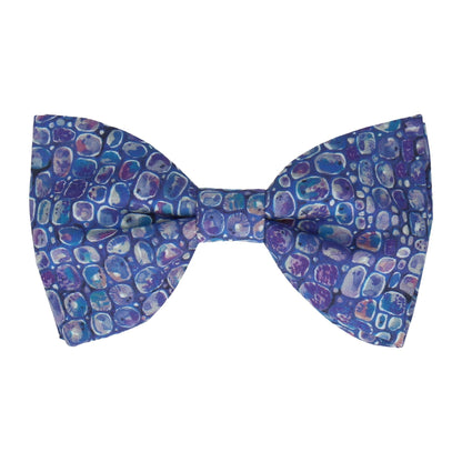 Indigo Pebbles Morris Liberty Cotton Bow Tie - Bow Tie with Free UK Delivery - Mrs Bow Tie