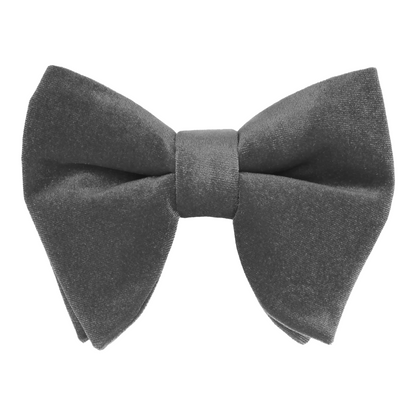 Silver Grey Velvet Large Evening Bow Tie