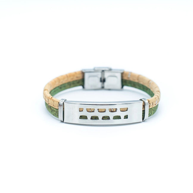Steel & Cork Bracelet (Green)