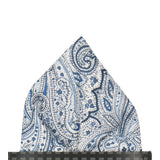 Blue & White Paisley Leibnitz Liberty Pocket Square - Pocket Square with Free UK Delivery - Mrs Bow Tie