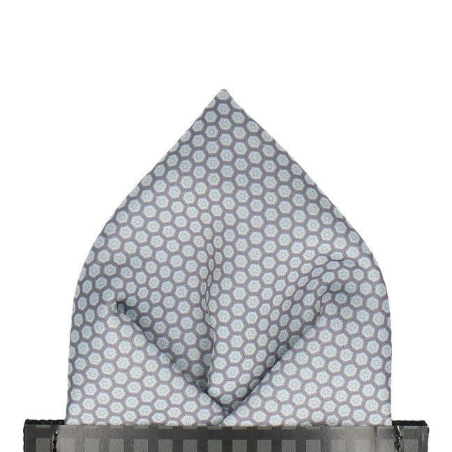Light Grey Hexagon Pattern Pocket Square - Pocket Square with Free UK Delivery - Mrs Bow Tie