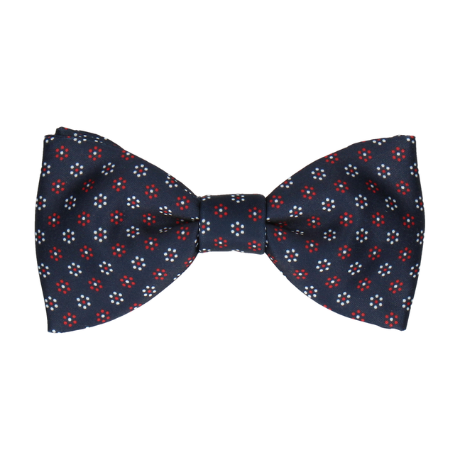 Navy Blue, Red & White Polka Floral Bow Tie - Bow Tie with Free UK Delivery - Mrs Bow Tie