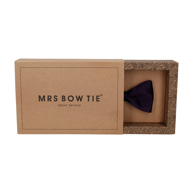 Midnight Purple Solid Plain Satin Bow Tie - Bow Tie with Free UK Delivery - Mrs Bow Tie