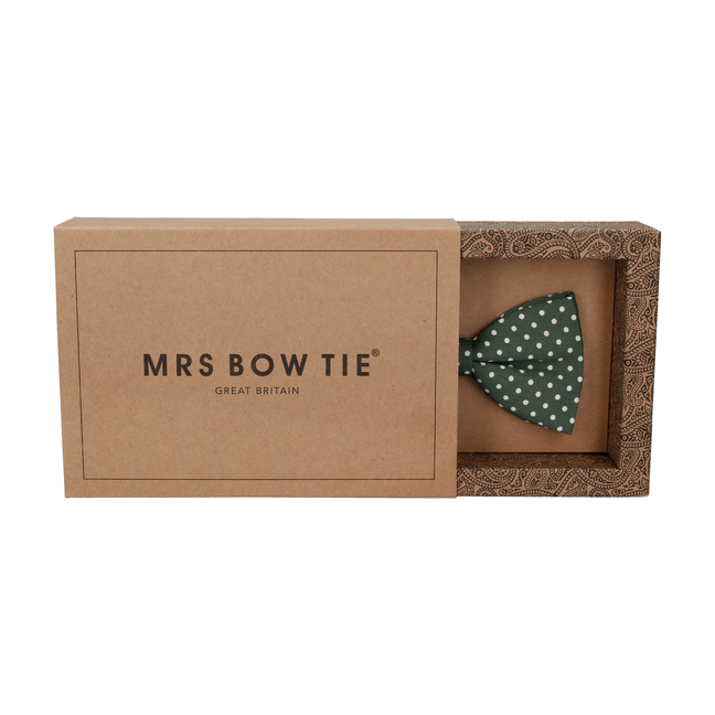 Fennel Green Polka Dots Cotton Bow Tie - Bow Tie with Free UK Delivery - Mrs Bow Tie