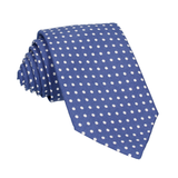 French Blue Polka Dots Cotton Tie - Tie with Free UK Delivery - Mrs Bow Tie
