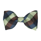 Block Plaid Green Navy Brown Bow Tie - Bow Tie with Free UK Delivery - Mrs Bow Tie