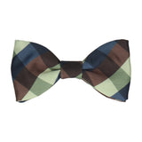 Block Plaid Green Navy Brown Bow Tie - Bow Tie with Free UK Delivery - Mrs Bow Tie