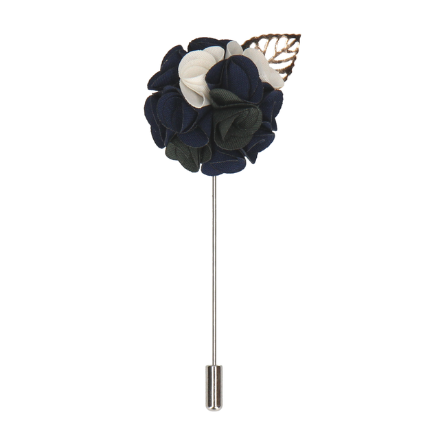 Bouquet (Navy & White) Lapel Pin - Lapel Pin with Free UK Delivery - Mrs Bow Tie
