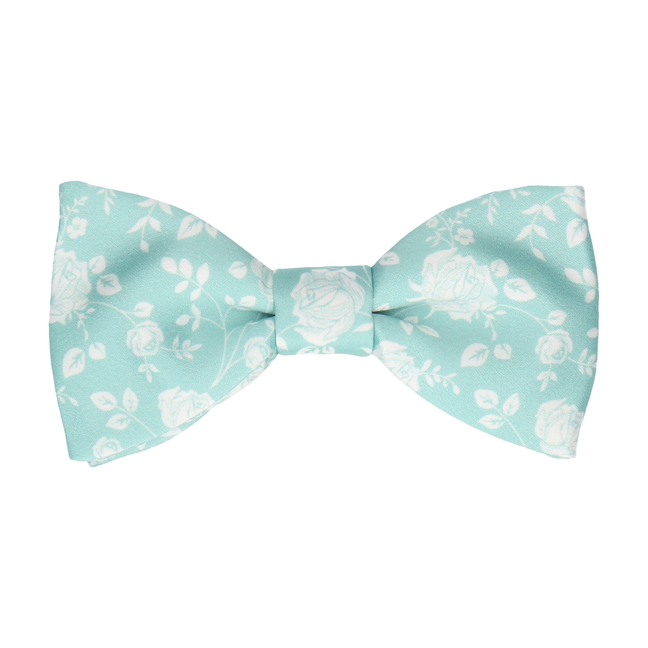 Sea Breeze Green Stencil Floral Wedding Bow Tie - Bow Tie with Free UK Delivery - Mrs Bow Tie